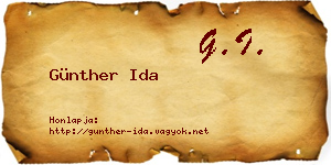 Günther Ida névjegykártya